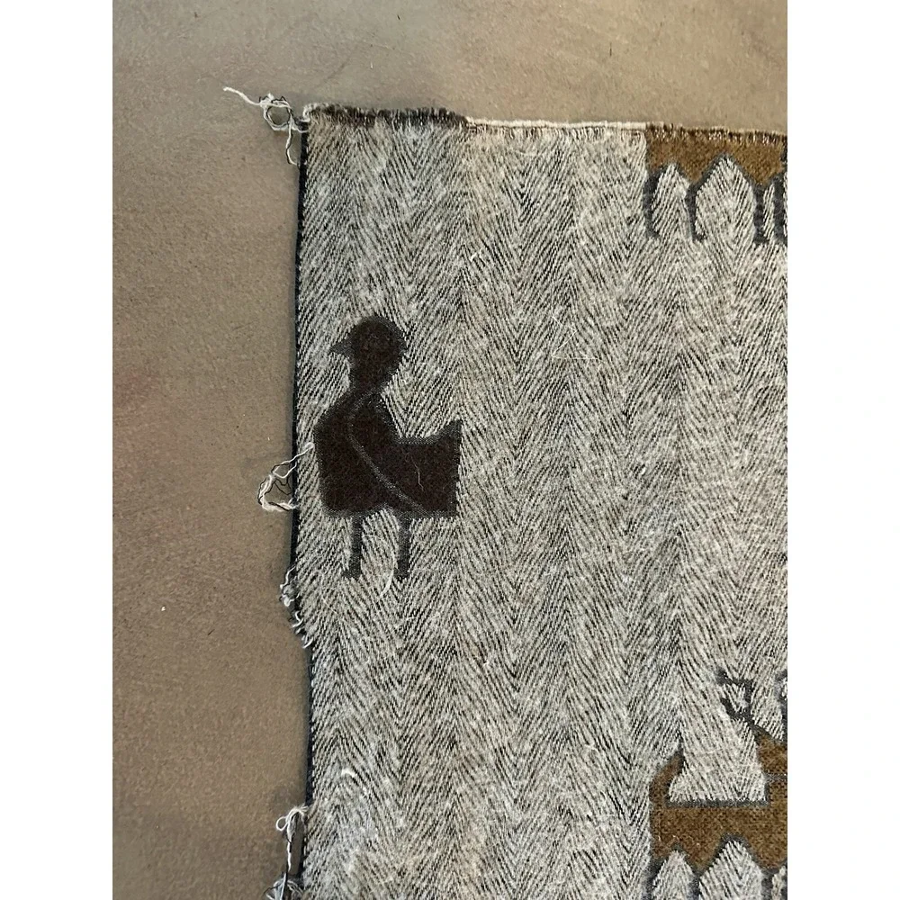 Folk Art Andean Peruvian-Style Brown Black Tan Runner Mantel Scarf Llama Deer